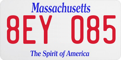 MA license plate 8EY085
