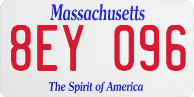 MA license plate 8EY096