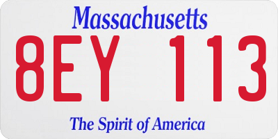 MA license plate 8EY113