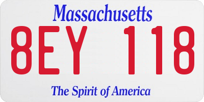 MA license plate 8EY118