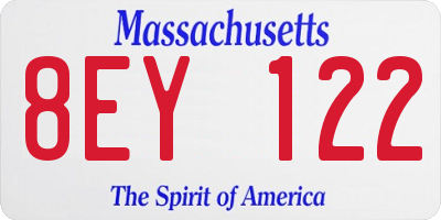 MA license plate 8EY122