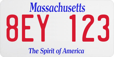 MA license plate 8EY123