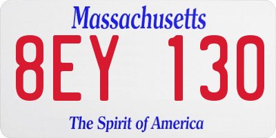 MA license plate 8EY130