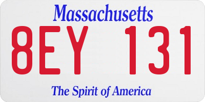 MA license plate 8EY131