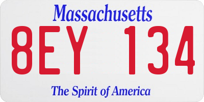 MA license plate 8EY134