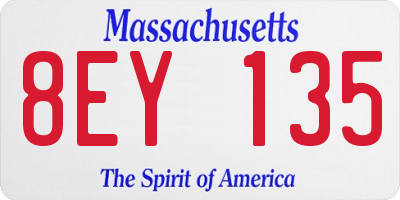 MA license plate 8EY135