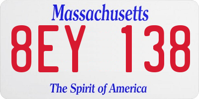 MA license plate 8EY138
