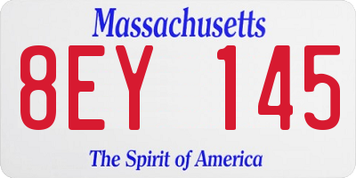 MA license plate 8EY145