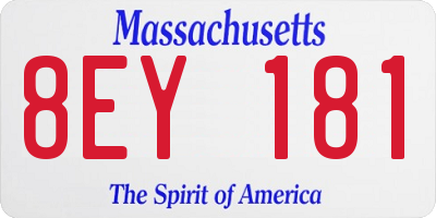 MA license plate 8EY181