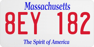 MA license plate 8EY182