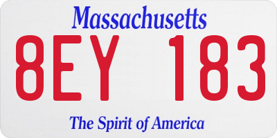 MA license plate 8EY183