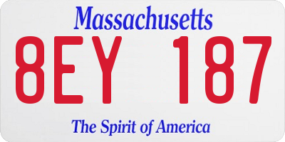 MA license plate 8EY187