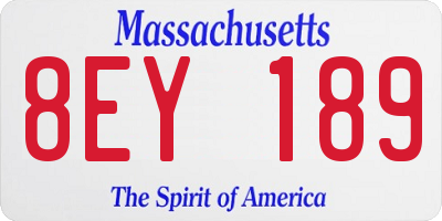 MA license plate 8EY189