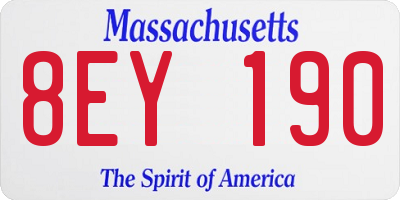MA license plate 8EY190