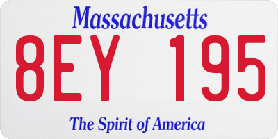 MA license plate 8EY195