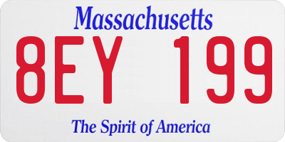 MA license plate 8EY199