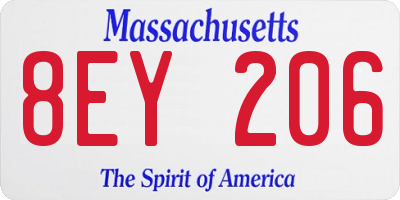 MA license plate 8EY206