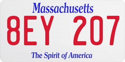 MA license plate 8EY207