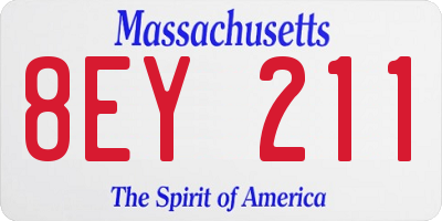 MA license plate 8EY211