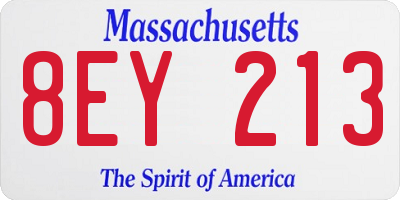 MA license plate 8EY213