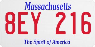 MA license plate 8EY216