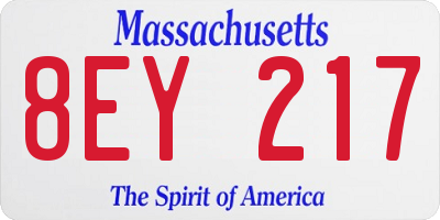 MA license plate 8EY217