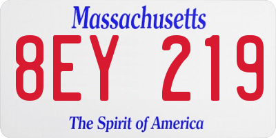 MA license plate 8EY219
