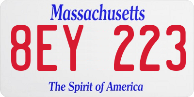 MA license plate 8EY223