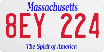 MA license plate 8EY224