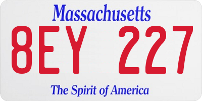 MA license plate 8EY227