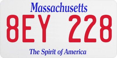 MA license plate 8EY228