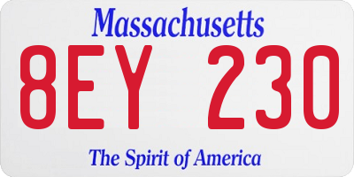 MA license plate 8EY230
