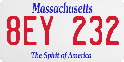 MA license plate 8EY232