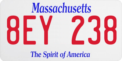 MA license plate 8EY238