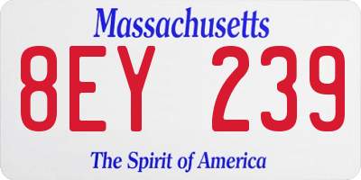 MA license plate 8EY239