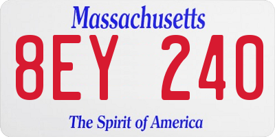 MA license plate 8EY240