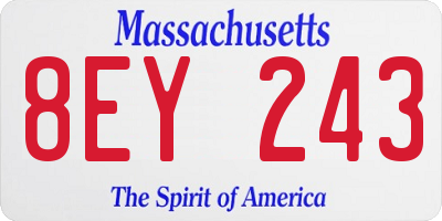 MA license plate 8EY243