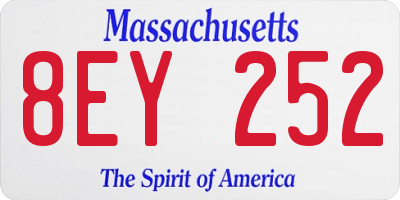 MA license plate 8EY252