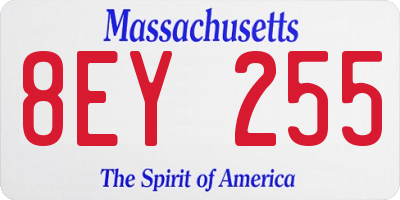 MA license plate 8EY255