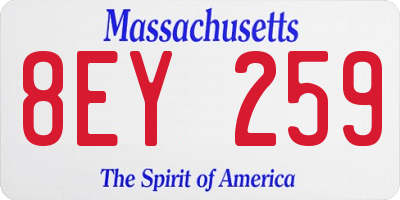 MA license plate 8EY259