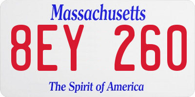 MA license plate 8EY260
