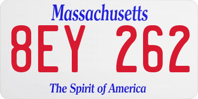 MA license plate 8EY262
