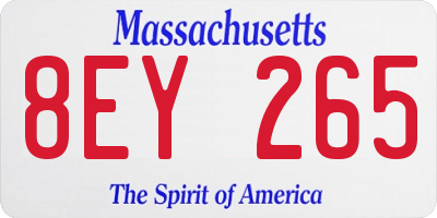 MA license plate 8EY265