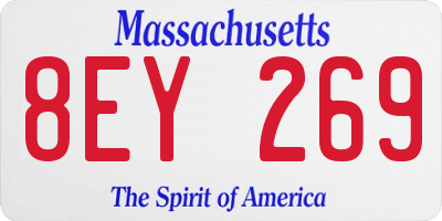 MA license plate 8EY269