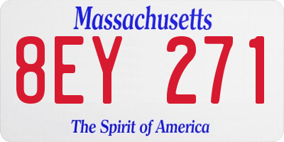 MA license plate 8EY271