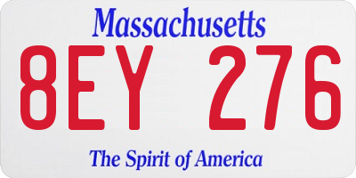 MA license plate 8EY276