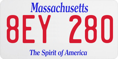 MA license plate 8EY280