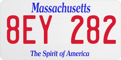 MA license plate 8EY282