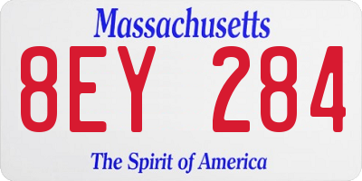 MA license plate 8EY284