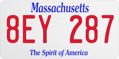 MA license plate 8EY287